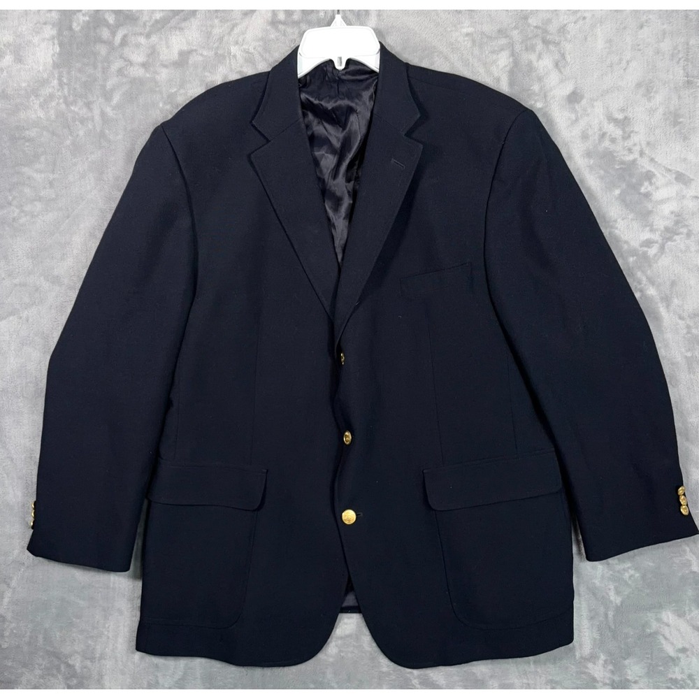 Orvis Gold Buttons Navy Blue Blazer Mens 48R Suit Jacket Sport Coat USA Wool
